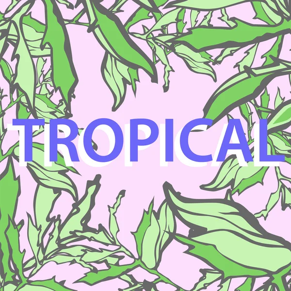 Seamless tropical leaves print pattern background — Stock vektor