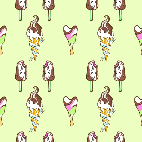 Crème glacée fondante colorée fond de motif sans couture — Image vectorielle