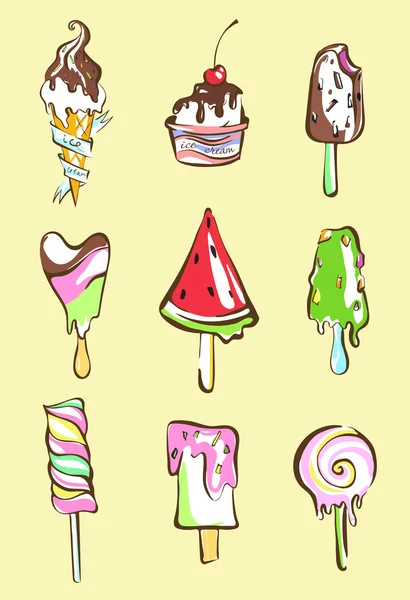 Ice cream set — Stock Vector