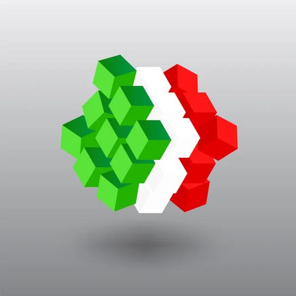 Bandera de Italia. Bandera de Italia en forma de cubos. Objeto vectorial — Archivo Imágenes Vectoriales