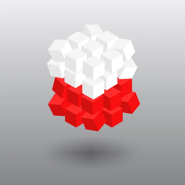 De vlag van Polen in de vorm van kubussen. Vector-Object — Stockvector