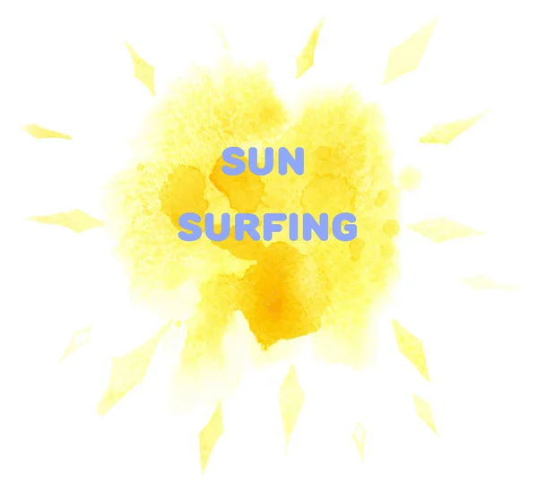 Aquarell Sonne Surfen Rückseite. Vektor Folge 10 — Stockvektor