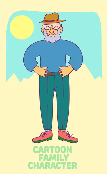 Karakter Kartun Vektor Old Man - Stok Vektor