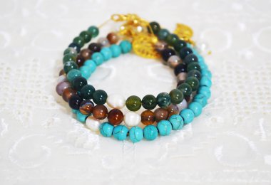 Gemstone Bilezik turkuaz ve akik boncuk