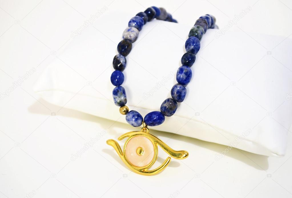 lapis lazuli necklace with evil eye