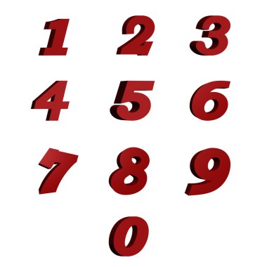 Kırmızı sayılar 3d çizim