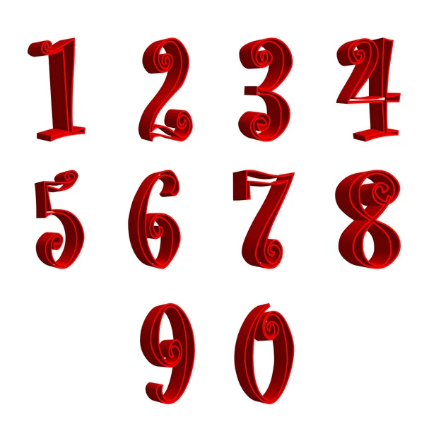 Red numbers 3D illustration — Stock Photo, Image