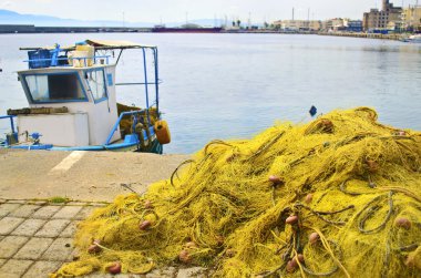balık ağlarına Kalamata bağlantı noktası Peloponnese Yunanistan