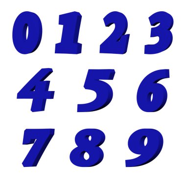 Mavi numaraları 3d çizim 