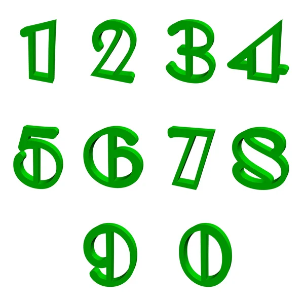 Green numbers 3D illustration — Stock Photo, Image
