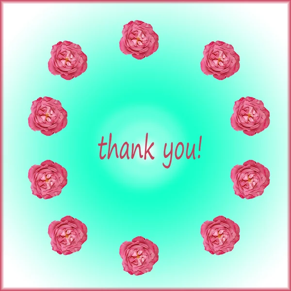 Thank you card illustration with roses — Stock Photo, Image