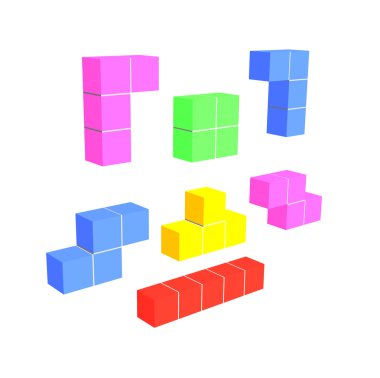 Tetris oyun 3d küpleri
