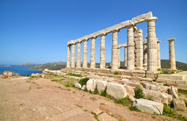 temple of Poseidon at Cape Sounion Greece clipart