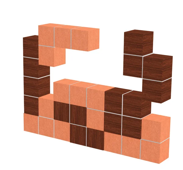 Tetris jogo cubos de madeira 3D — Fotografia de Stock