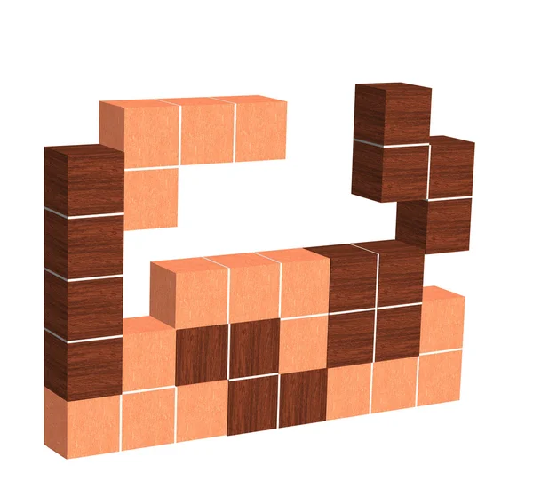 Tetris spel 3d houten kubussen — Stockfoto