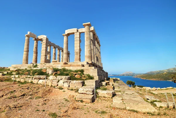 Храм Посейдона на мисі Sounion Греції — стокове фото