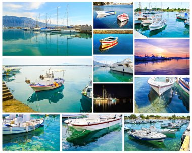 tekne yansımaları kolaj - Yunan yaz fotoğrafları