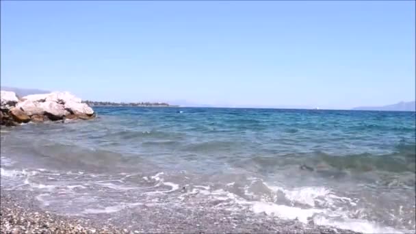 Strand golven op Eretria Euboea, Griekenland — Stockvideo