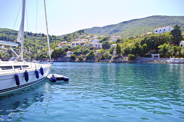 Kioni port in Ithaca Greece