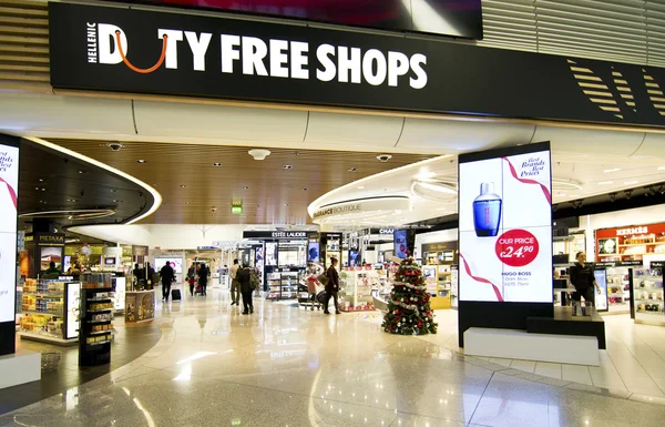 Duty free shops Eleftherios Venizelos airport in Athens Greece — Stock Photo, Image