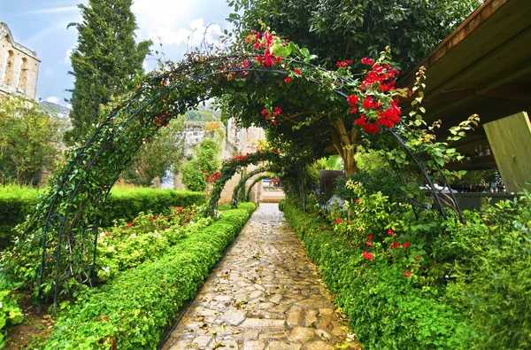 Garten der Abtei von Bellapais im Norden Zyperns — Stockfoto