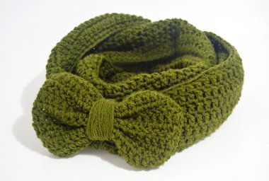crochet green scarf with bow clipart