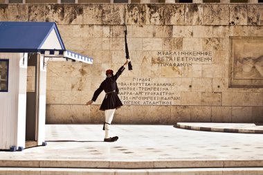 greek evzones guarding the presidential mansion Athens Greece clipart