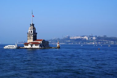 Istanbul. Boğaz, Kız Kulesi, Sultanahmet Camii, Ayasofya ve Topkapı Sarayı Asya kısmından görüntülemek
