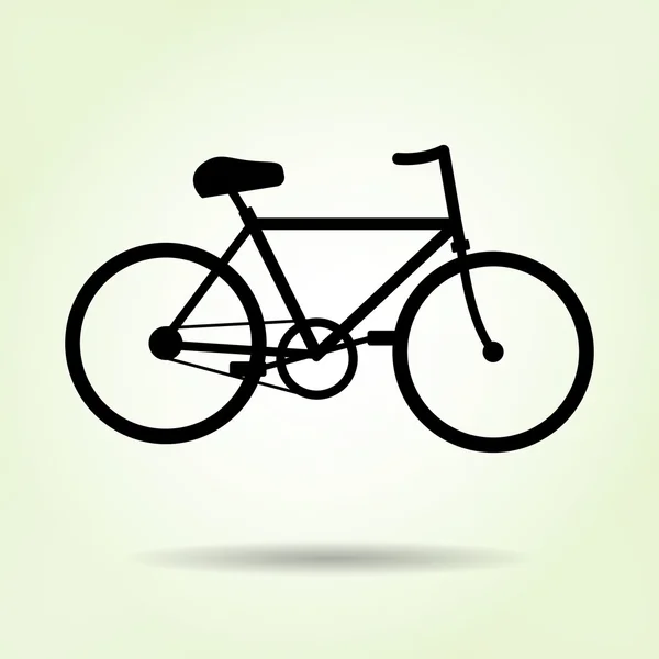 Bicycle icon. Male bike. Sport symbol. Black silhouette with shadow on light green. Minimalistic flate design. Vector — Stock Vector