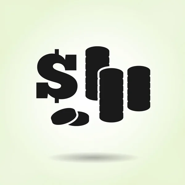 Money icon. Piles of coins. Dollar USD currency coins symbol. Flat design. Vector isolated — 스톡 벡터