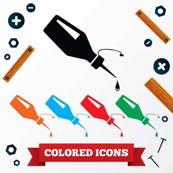 Oilcan industrial icons. Colored symbols on white background. — Stok Vektör