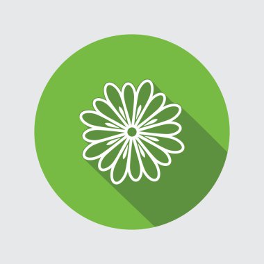 Bahar çiçek. Papatya, köpek daisy simgeler. Çiçek sembolü. Yuvarlak daire uzun gölge ile düz simgesi. Vektör