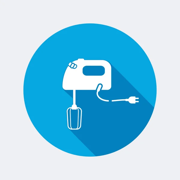 Mixer icon. Kitchen equipment. Electric cooking appliance. Round circle flat icon with long shadow. Vector — 스톡 벡터