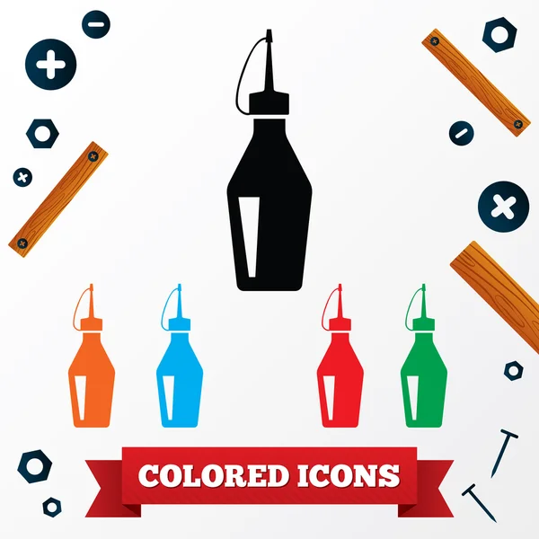 Oilcan industrial icons. Colored symbols on white background. — Stok Vektör