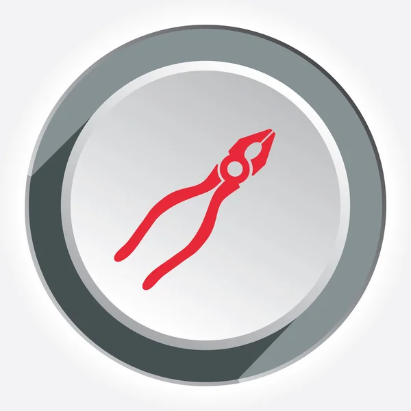 stock vector Pliers tool icon. Repair, fix symbol. Red flat sign on white-gray three-dimensional button with shadow. Vector