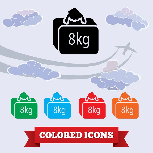 Airport baggage icon. Hand luggage for traveling. Info symbol. Colored icons on white background. Vector isolated — Stok Vektör