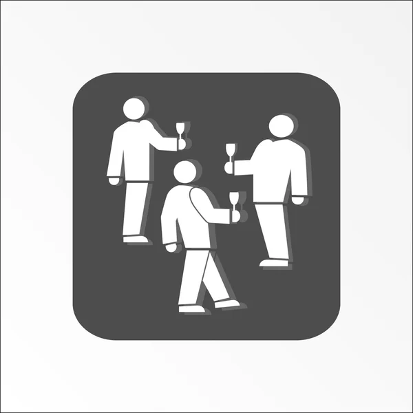 Office web icon. Succes deal symbol. White tree people silhouette on dark gray background with shadow.  Vector illustration — Διανυσματικό Αρχείο
