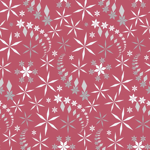 Modèle de Noël sans couture. Flocon de neige cristal clair, silhouettes étoilées sur fond rose pastel. Froid et soleil, texture thème hiver. Illustration vectorielle . — Image vectorielle