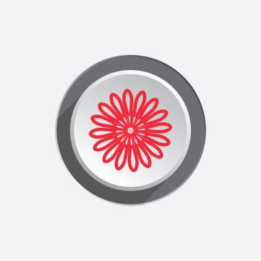 Camomile flower icons. Floral chamomile symbol. Circle button with shadow. Vector