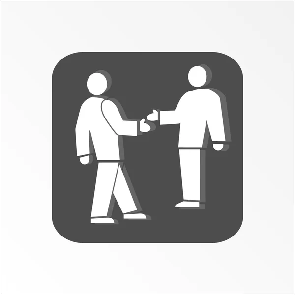 Office web icon. Handshake. Succes deal symbol.  White people silhouette on dark grey background . Vector illustration — Stockový vektor