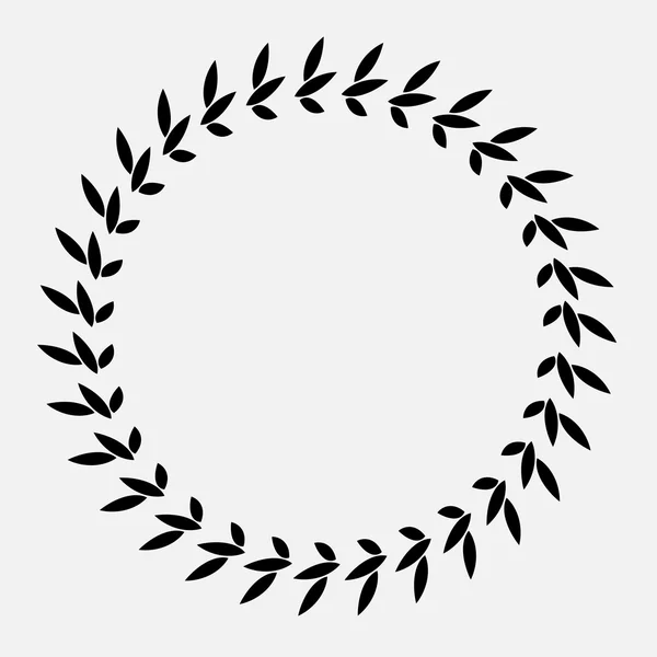 Tattoo of laurel wreath. Black abstract ornament, silhouette on white background.  Defense, peace, glory symbol. Vector  isolated