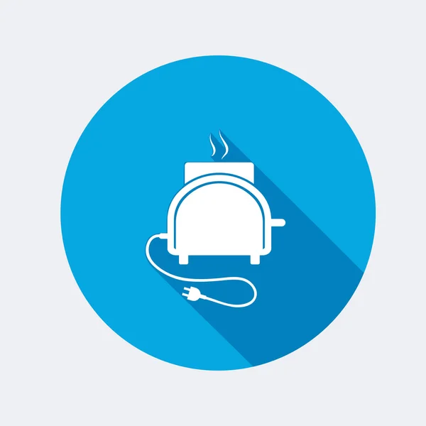 Toaster icon. Kitchen equipment. Electric cook-house appliance. Round circle flat icon with long shadow. Vector — 스톡 벡터