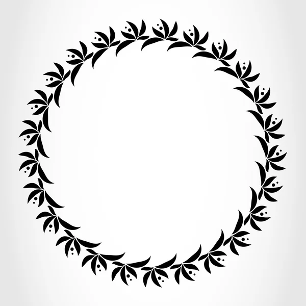 Laurel wreath circle tattoo. Black stylized ornament, leaves with berry sign on white background. Victory, peace, glory symbol. Vector isolated — 스톡 벡터