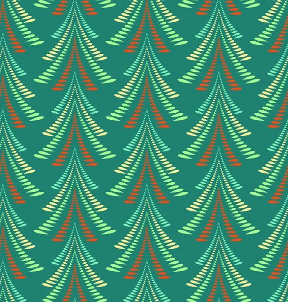 Seamless Christmas pattern. Stylized ornament of trees, firs on dark blue background. Winter, New Year, texture. Blue colors. Vector — Stock Vector