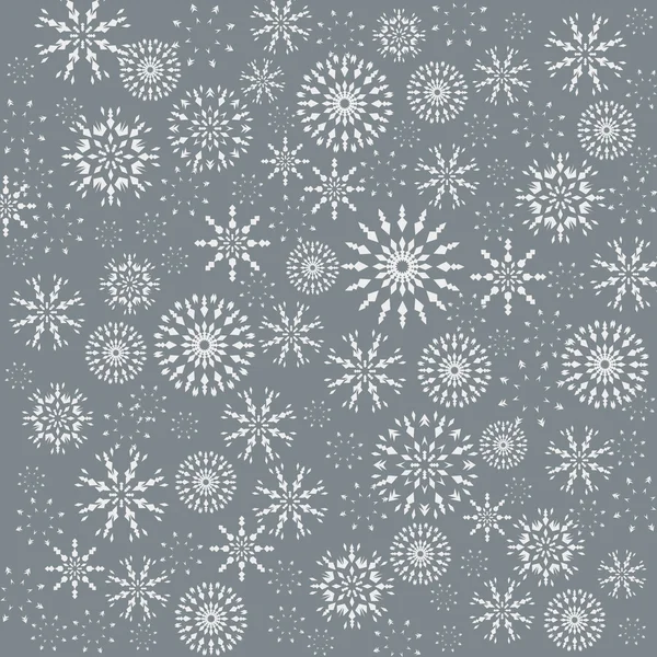 Schema natalizio. Tema invernale struttura retrò. Fiocco di neve sagome su sfondo grigio. Illustrazione vettoriale . — Vettoriale Stock