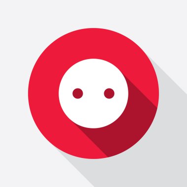 Electric plug sign. Power energy symbol. European standard. Round red circle flat icon with long shadow. Vector