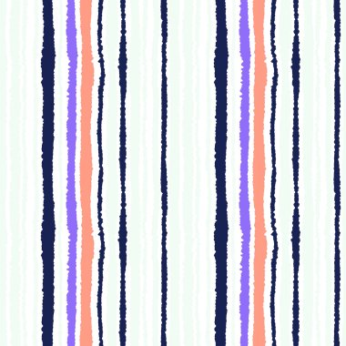 Seamless strip pattern. Vertical lines texture with torn paper effect. Contrast gray, rose, lilac pastel colors on white. Vector illustration clipart
