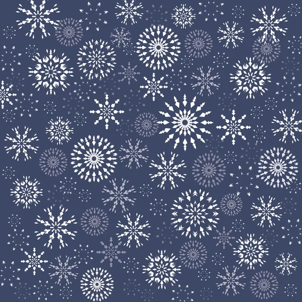 Christmas pattern. Winter theme texture. Snowflake silhouettes on dark blue background. Vector illustration. — Διανυσματικό Αρχείο