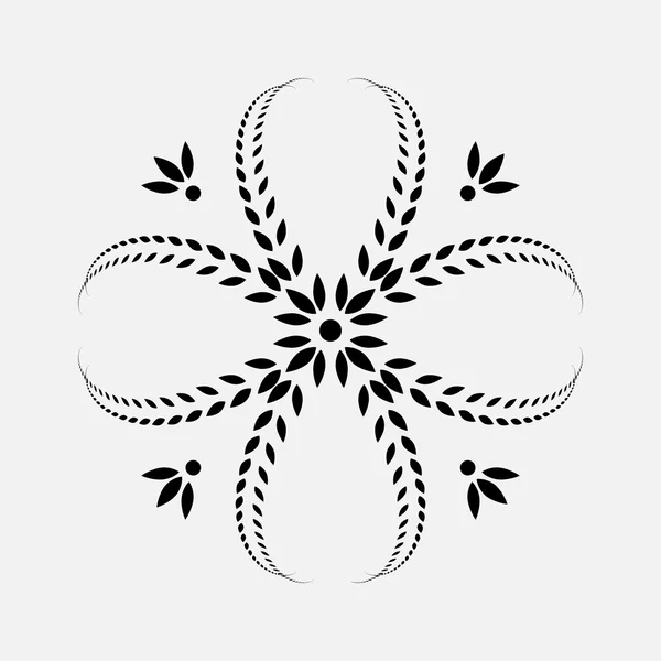 Laurel wreath tattoo icon. Cross sign on white background. Black ornament. Defense, peace, glory symbol. Vector — Stok Vektör