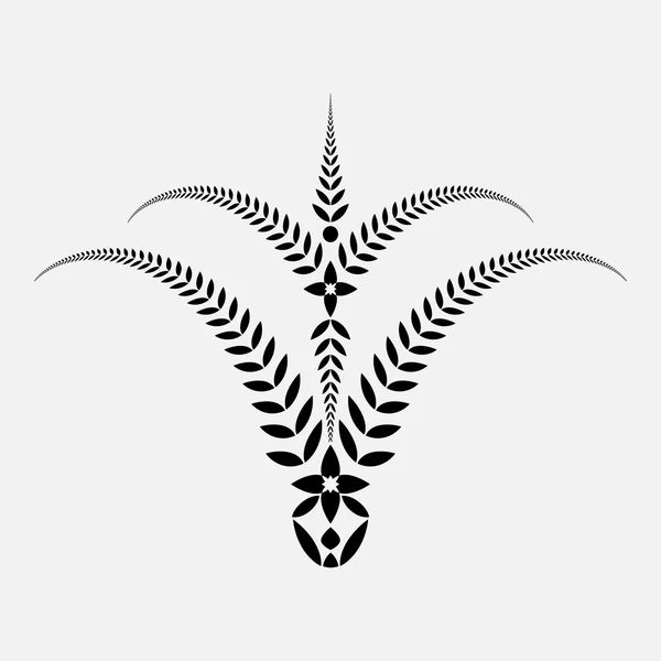 Laurel wreath tattoo. Bowl view ornament with crosses. Victory, peace, glory, summit symbol. Black sign. Vector — 스톡 벡터